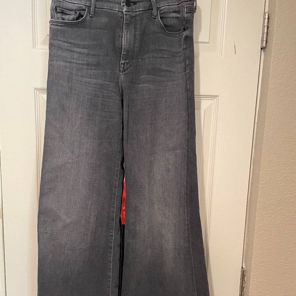Mother “The Roller Heel” Light Wash Black Flared Jean